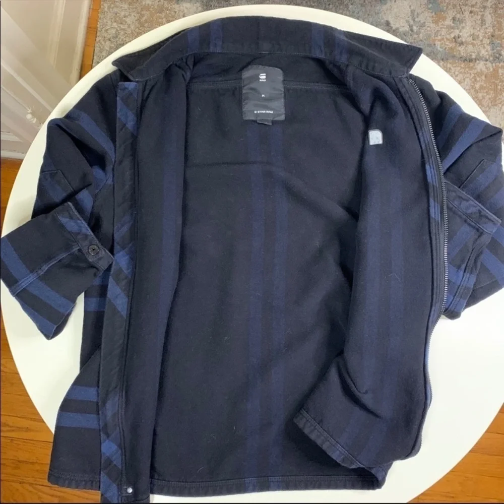 G Star Raw Men’s Slim Type Clean Overshirt Shirt Jacket Medium Navy Black